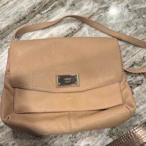 DKNY Beige Leather Shoulder Bag